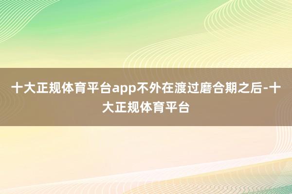 十大正规体育平台app不外在渡过磨合期之后-十大正规体育平台
