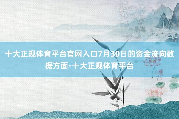 十大正规体育平台官网入口7月30日的资金流向数据方面-十大正规体育平台