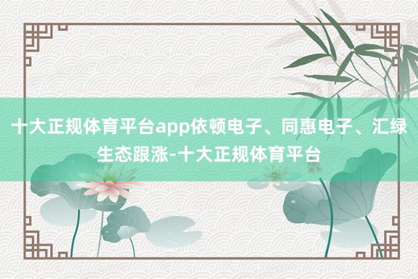 十大正规体育平台app依顿电子、同惠电子、汇绿生态跟涨-十大正规体育平台